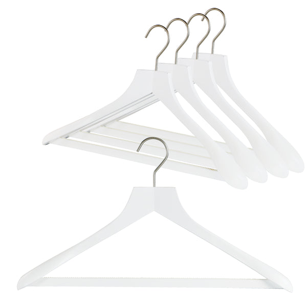 reston lloyd Metropolis Series Bodyform Wide Shoulder Coat Hanger with Pant Bar Profi 45/SV/HRS White Silver Hook