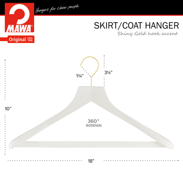 Reston Lloyd Metropolis Series Bodyform Wide Shoulder Coat Hanger With Pant Bar Profi 45/SV/HRS White Gold Hook