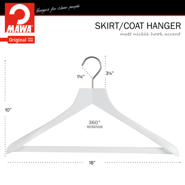 Reston Lloyd Metropolis Series Bodyform Wide Shoulder Coat Hanger With Pant Bar Profi 45/SV/HRS White Silver Hook
