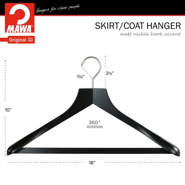Reston Lloyd Metropolis Series Bodyform Wide Shoulder Coat Hanger With Pant Bar Profi 45/SV/HRS Black Silver Hook