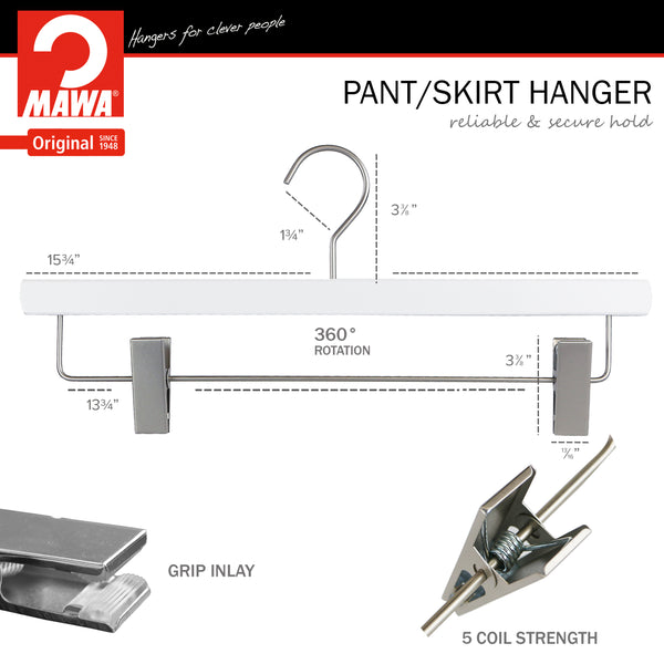 Reston Lloyd Metropolis Series Pant & Skirt Hanger With Adjustable Clips Trend 40D White Silver Hook