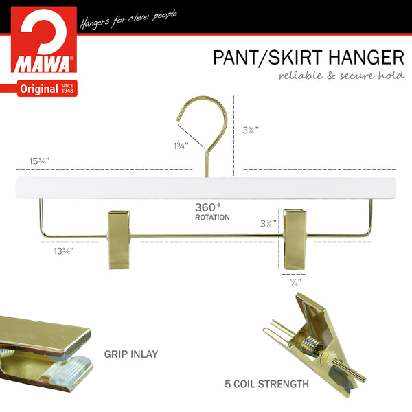 Reston Lloyd Metropolis Series Pant & Skirt Hanger With Adjustable Clips Trend 40D White Gold Hook