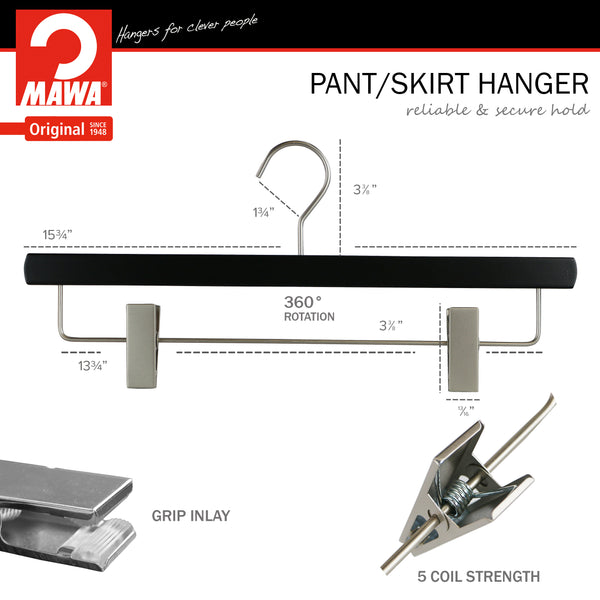 Reston Lloyd Metropolis Series Pant & Skirt Hanger With Adjustable Clips Trend 40D Black Silver Hook