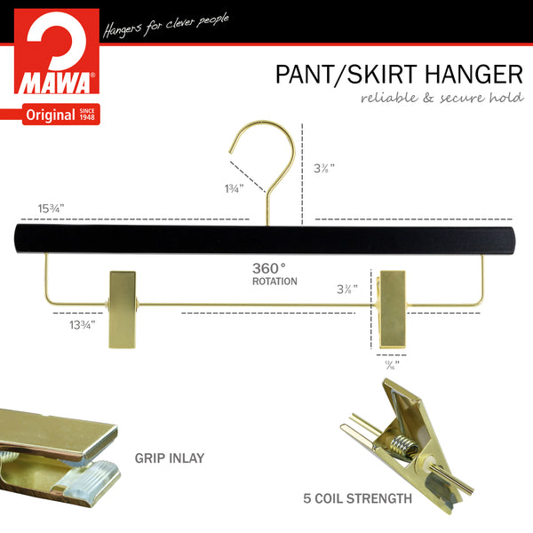 Reston Lloyd Metropolis Series Pant & Skirt Hanger With Adjustable Clips Trend 40D Black Gold Hook