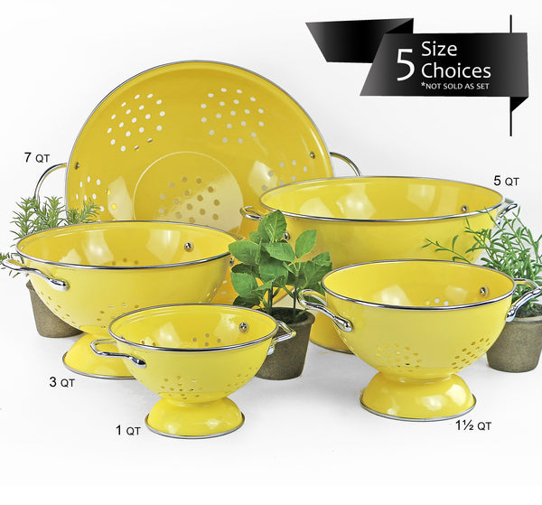 reston lloyd Powder Coated Colanders Various Sizes Lemon
