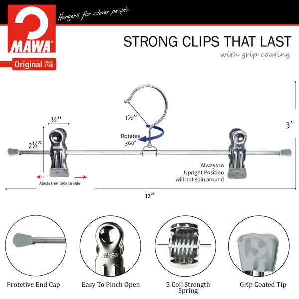 Reston Lloyd 12" Pant Hanger K-30D Silver