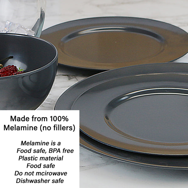 Reston Lloyd 12pc Melamine Dinner Set Charcoal