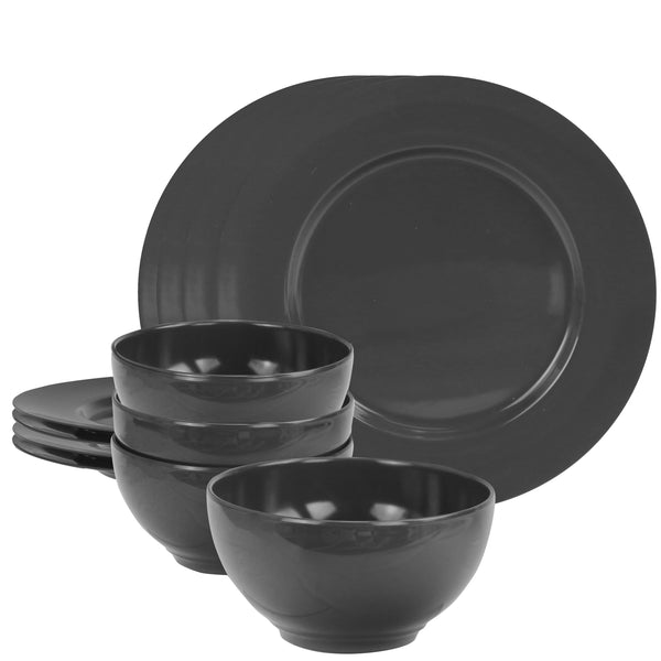 reston lloyd 12pc Melamine Dinner Set Charcoal