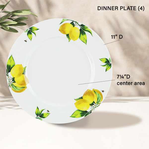 Reston Lloyd 12pc Melamine Dinner Set Fresh Lemons