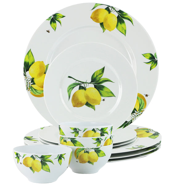 reston lloyd 12pc Melamine Dinner Set Fresh Lemons