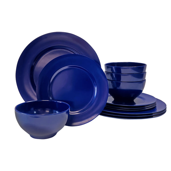 reston lloyd 12pc Melamine Dinner Set Indigo