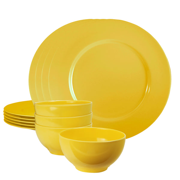 reston lloyd 12pc Melamine Dinner Set Lemon