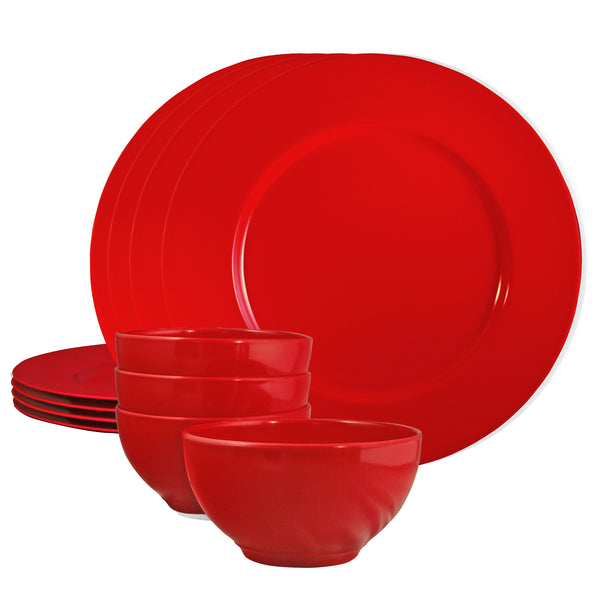 reston lloyd 12pc Melamine Dinner Set Red