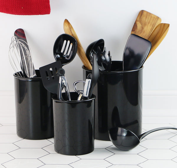 Reston Lloyd 3pc Plastic Utensil Holders Black