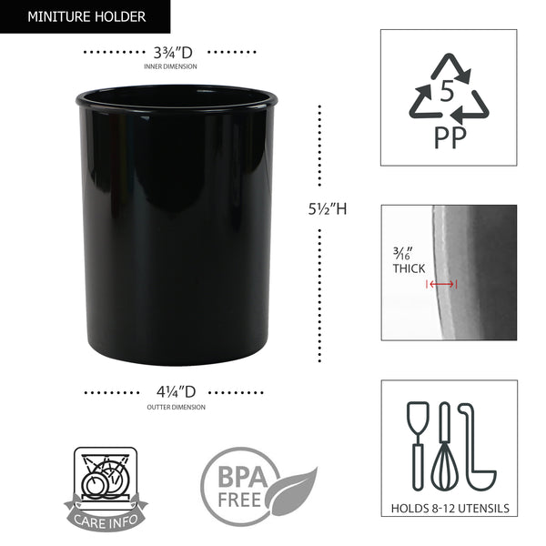 Reston Lloyd 3pc Plastic Utensil Holders Black