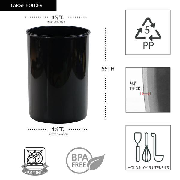 Reston Lloyd 3pc Plastic Utensil Holders Black