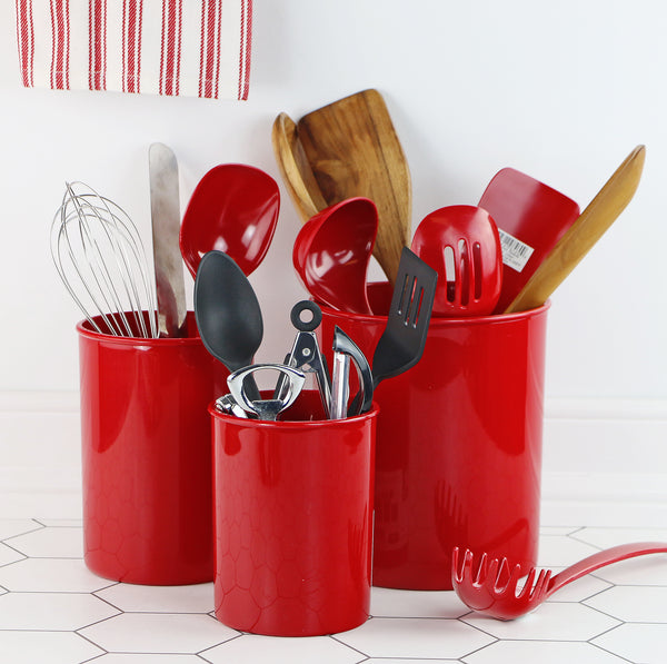 Reston Lloyd 3pc Plastic Utensil Holders Red