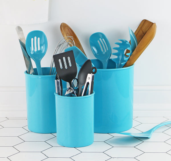 Reston Lloyd 3pc Plastic Utensil Holders Turquoise