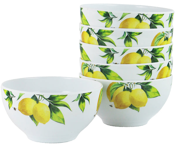 reston lloyd 6pc Melamine Bowl Set Fresh Lemons