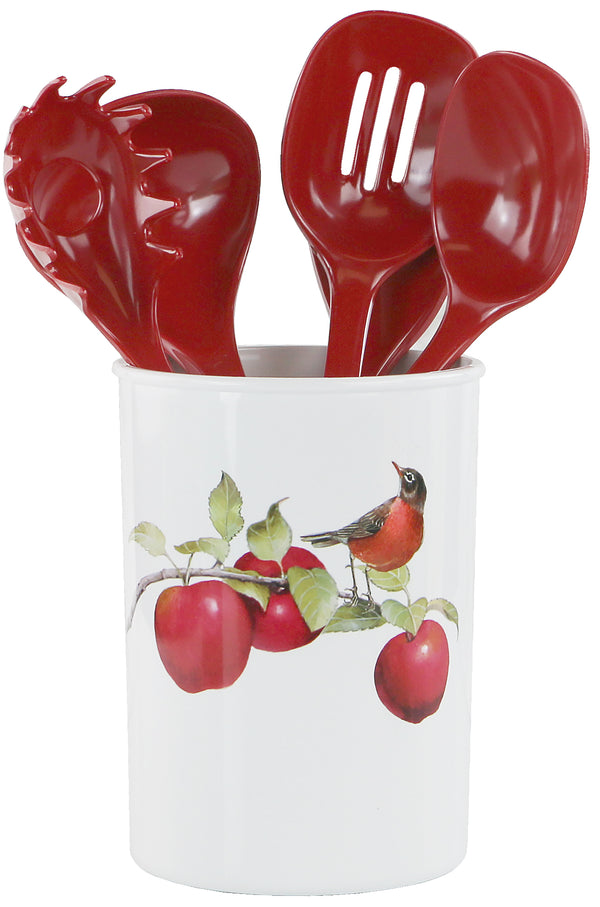 reston lloyd 6pc Utensil Holder Set Harvest Apples