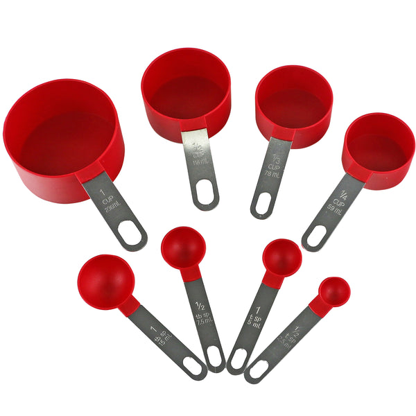 reston lloyd Reston Lloyd 8pc Measuring Cups & Spoons for Dry & Liquid Ingredients Food Grade Plastic with Stainless Steel Handles Red