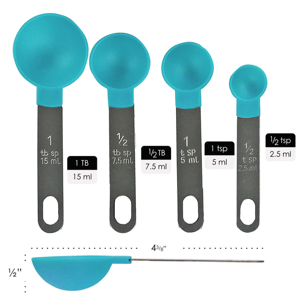 Reston Lloyd Reston Lloyd 8pc Measuring Cups & Spoons For Dry & Liquid Ingredients Food Grade Plastic With Stainless Steel Handles Turquoise
