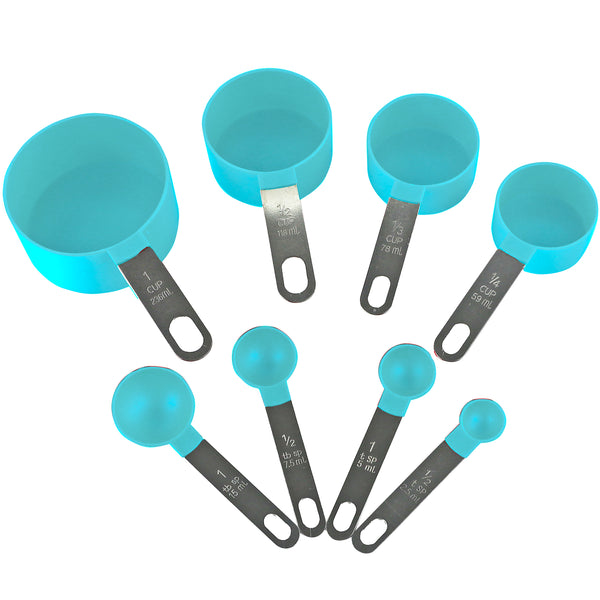 reston lloyd Reston Lloyd 8pc Measuring Cups & Spoons for Dry & Liquid Ingredients Food Grade Plastic with Stainless Steel Handles Turquoise