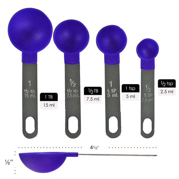 Reston Lloyd Reston Lloyd 8pc Measuring Cups & Spoons For Dry & Liquid Ingredients Food Grade Plastic With Stainless Steel Handles Indigo