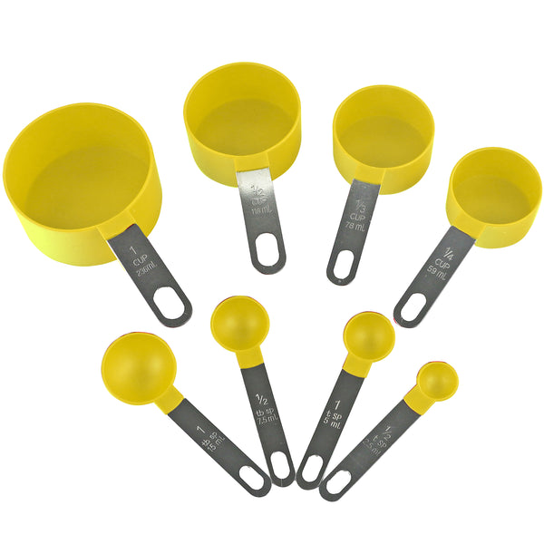 reston lloyd Reston Lloyd 8pc Measuring Cups & Spoons for Dry & Liquid Ingredients Food Grade Plastic with Stainless Steel Handles Lemon