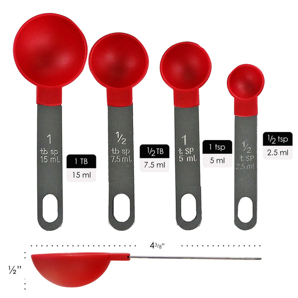 Reston Lloyd Reston Lloyd Measuring Cups Set Of 4 Nesting Plastic Measuring Spoons With Easy To Read Markings - BPA Free Kitchen Tool For Baking & Cooking Red