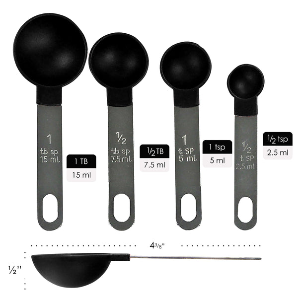 Reston Lloyd Reston Lloyd Measuring Cups Set Of 4 Nesting Plastic Measuring Spoons With Easy To Read Markings - BPA Free Kitchen Tool For Baking & Cooking Black
