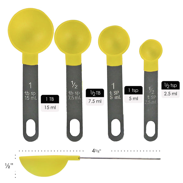 Reston Lloyd Reston Lloyd Measuring Cups Set Of 4 Nesting Plastic Measuring Spoons With Easy To Read Markings - BPA Free Kitchen Tool For Baking & Cooking Lemon