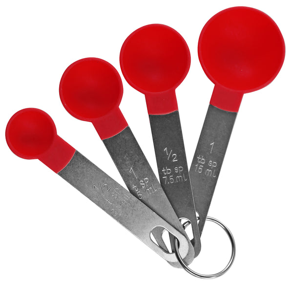 reston lloyd Reston Lloyd Measuring Cups Set of 4 Nesting Plastic Measuring Spoons with Easy to Read Markings - BPA Free Kitchen Tool for Baking & Cooking Red