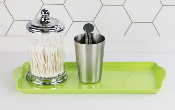 Reston Lloyd Reston Lloyd Melamine Plastic Tidbit Tray BPA-Free Food Safe Multipurpose Platter Serving Tray Bathroom/Table Organizer Lime