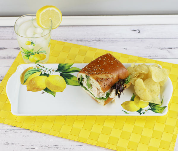 Reston Lloyd Reston Lloyd Melamine Plastic Tidbit Tray BPA-Free Food Safe Multipurpose Platter Serving Tray Bathroom/Table Organizer Fresh Lemons