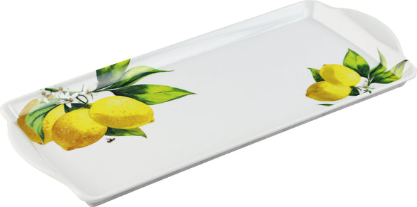 reston lloyd Reston Lloyd Melamine Plastic Tidbit Tray BPA-Free Food Safe Multipurpose Platter Serving Tray Bathroom/Table Organizer Fresh Lemons