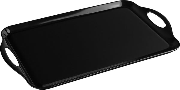 reston lloyd Reston Lloyd Multi-Purpose 18" Rectangle Melamine Plastic Handled Tray Black