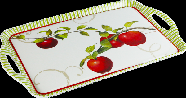 reston lloyd Reston Lloyd Multi-Purpose 18" Rectangle Melamine Plastic Handled Tray Harvest Apple