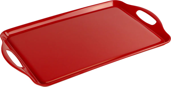 reston lloyd Reston Lloyd Multi-Purpose 18" Rectangle Melamine Plastic Handled Tray Red