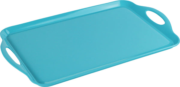 reston lloyd Reston Lloyd Multi-Purpose 18" Rectangle Melamine Plastic Handled Tray Turquoise