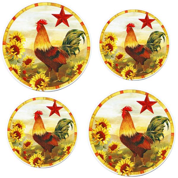 reston lloyd Tin Burner Cover Set Morning Rooster