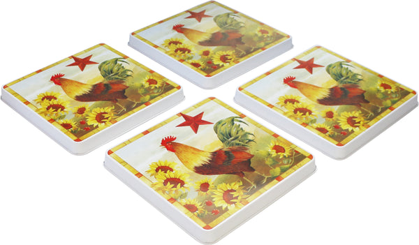 reston lloyd Square Tin Burner Cover Morning Rooster