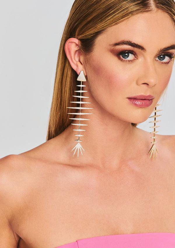 Retrofête Bimini Crystal Fish Bone Earring Retrofête