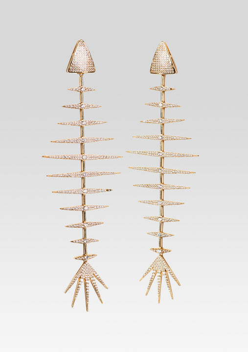 retrofête Bimini Crystal Fish Bone Earring retrofête