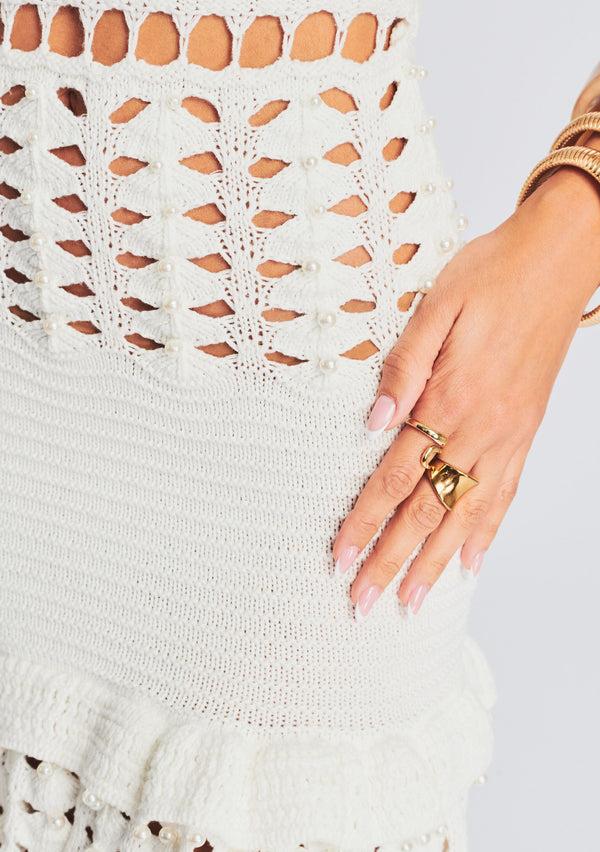 Retrofête Eze Crochet Pearl Embellished Dress Retrofête