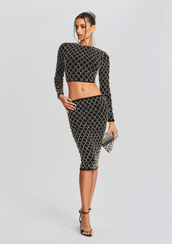 Retrofête Felicity Embellished Chiffon Dress Retrofête