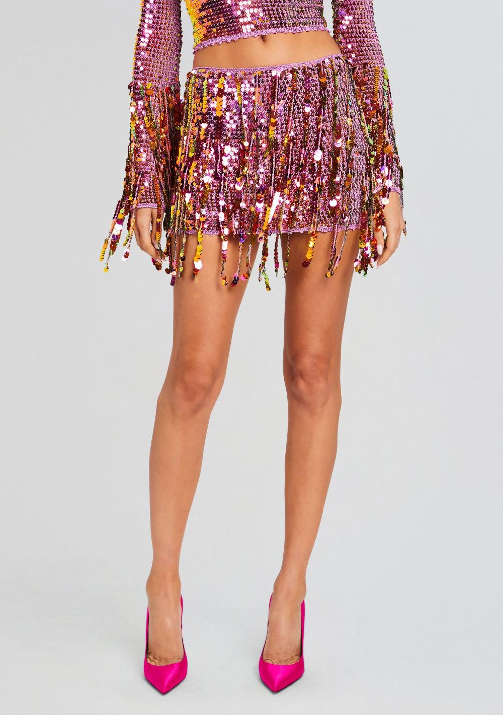 retrofête Nicola Sequin Fringe Crochet Skirt retrofête