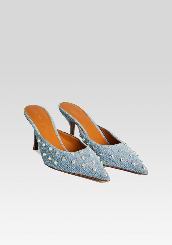 Retrofête Pacifica Embellished Denim Mule Retrofête