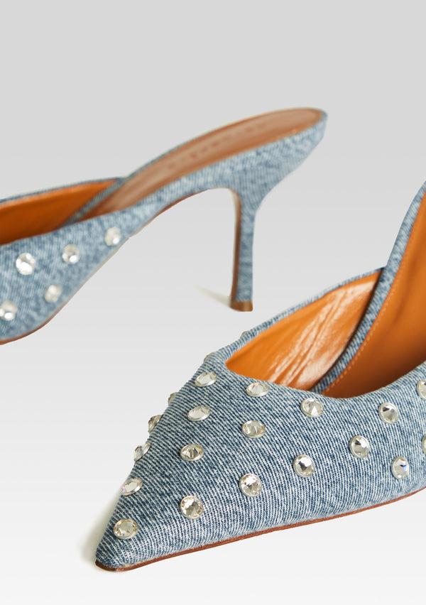 Retrofête Pacifica Embellished Denim Mule Retrofête