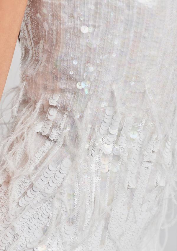 Retrofête Anastasia Sequin Feather Dress Retrofête